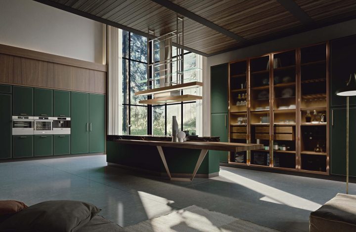 Essenza Supernatural Green And Copper Kitchen, Martini Interiors