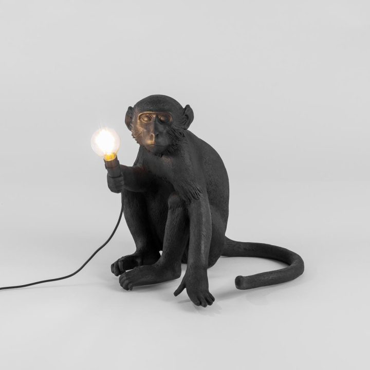 The Monkey Lamp Black Sitting Outdoor Floor Lamp, Seletti