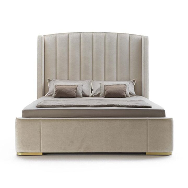 Zaffiro - leather bed with upholstered headboard | Galimberti Nino