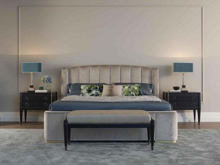 Zaffiro - leather bed with upholstered headboard | Galimberti Nino