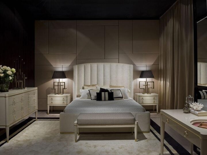 Zaffiro - leather bed with upholstered headboard | Galimberti Nino