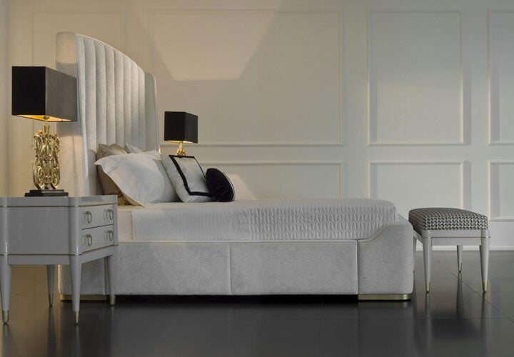 Zaffiro - leather bed with upholstered headboard | Galimberti Nino