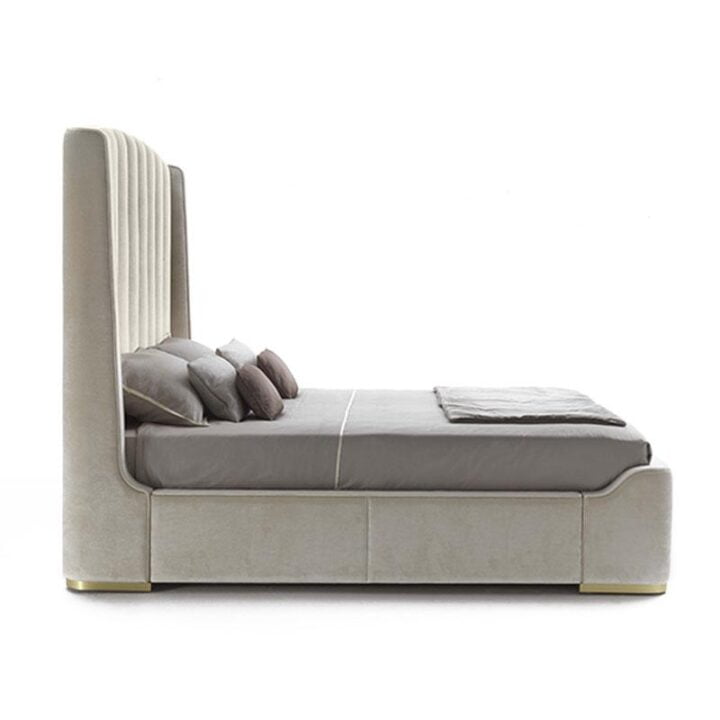 Zaffiro - leather bed with upholstered headboard | Galimberti Nino