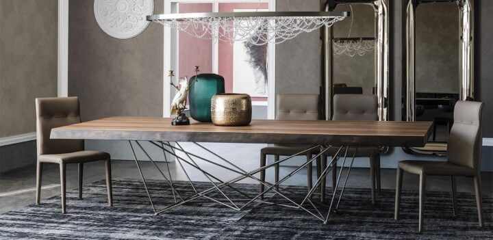 Gordon Deep Wood - rectangular metal table | Cattelan Italia