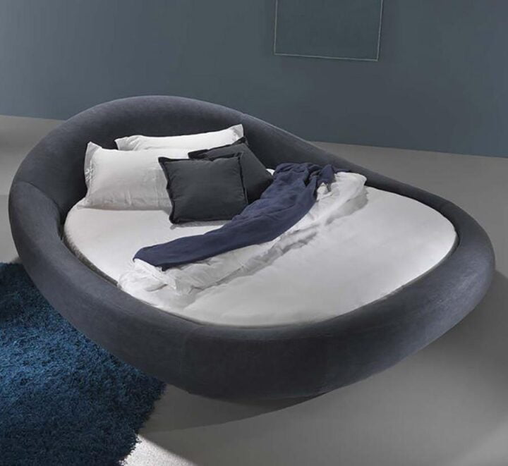 Pebble - round fabric bed with upholstered headboard | Dorelan