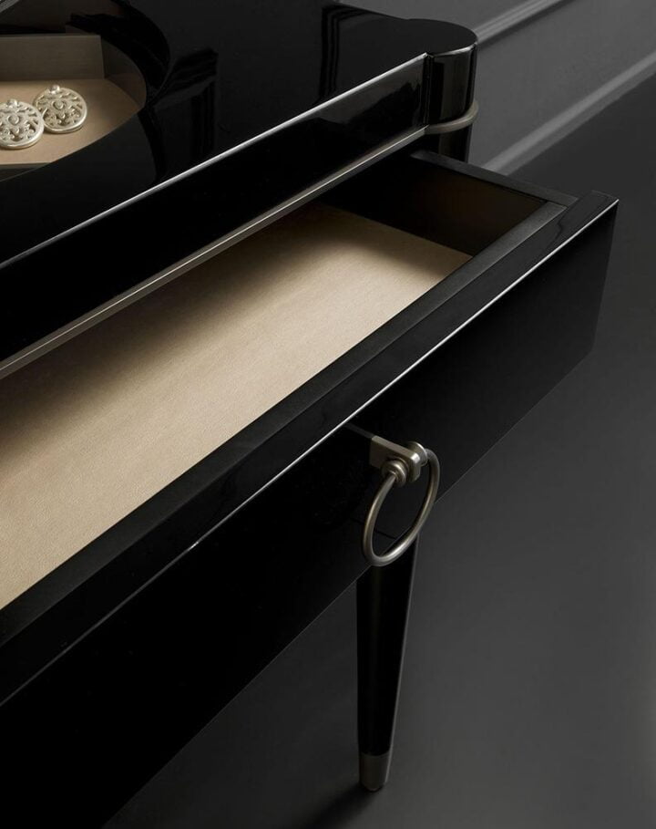 Ambra - rectangular leather writing desk with drawers | Galimberti Nino