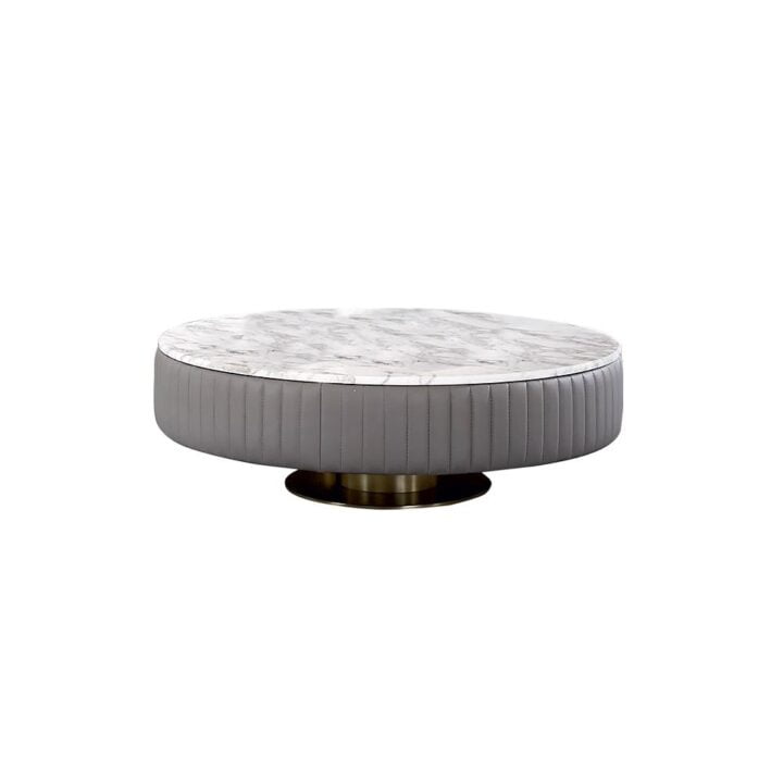 Giove - round leather coffee table | Daytona