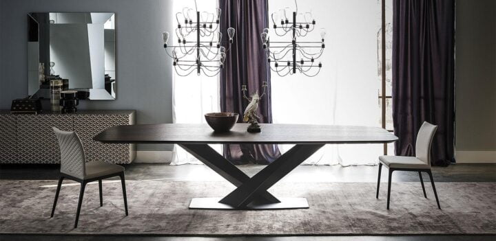 Stratos Wood - rectangular metal table | Cattelan Italia