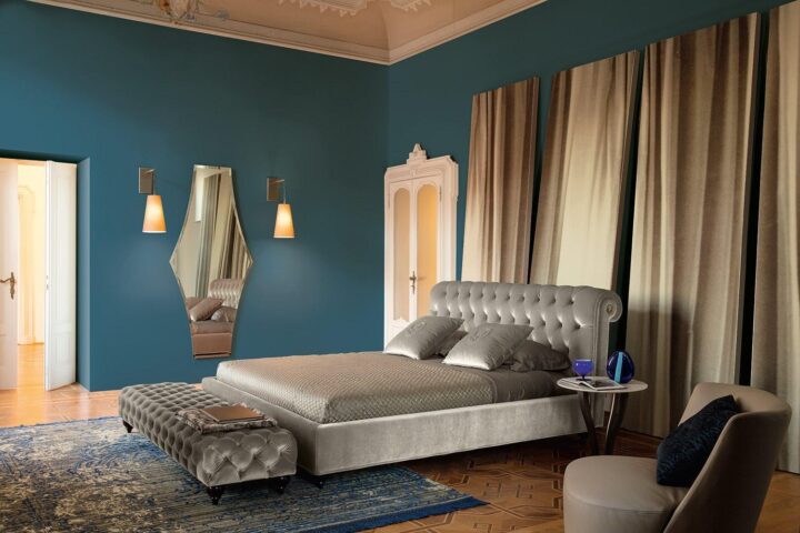 Alfred - velvet bed with high headboard | Alberta Salotti