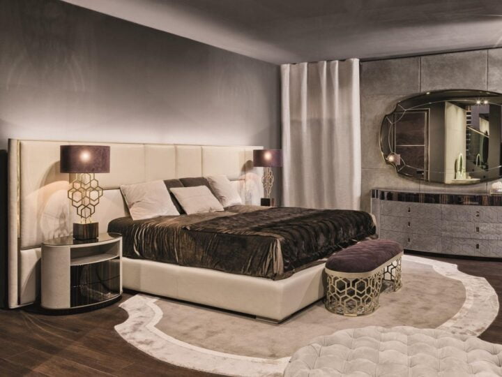 Amy - velvet bed with high headboard | Longhi