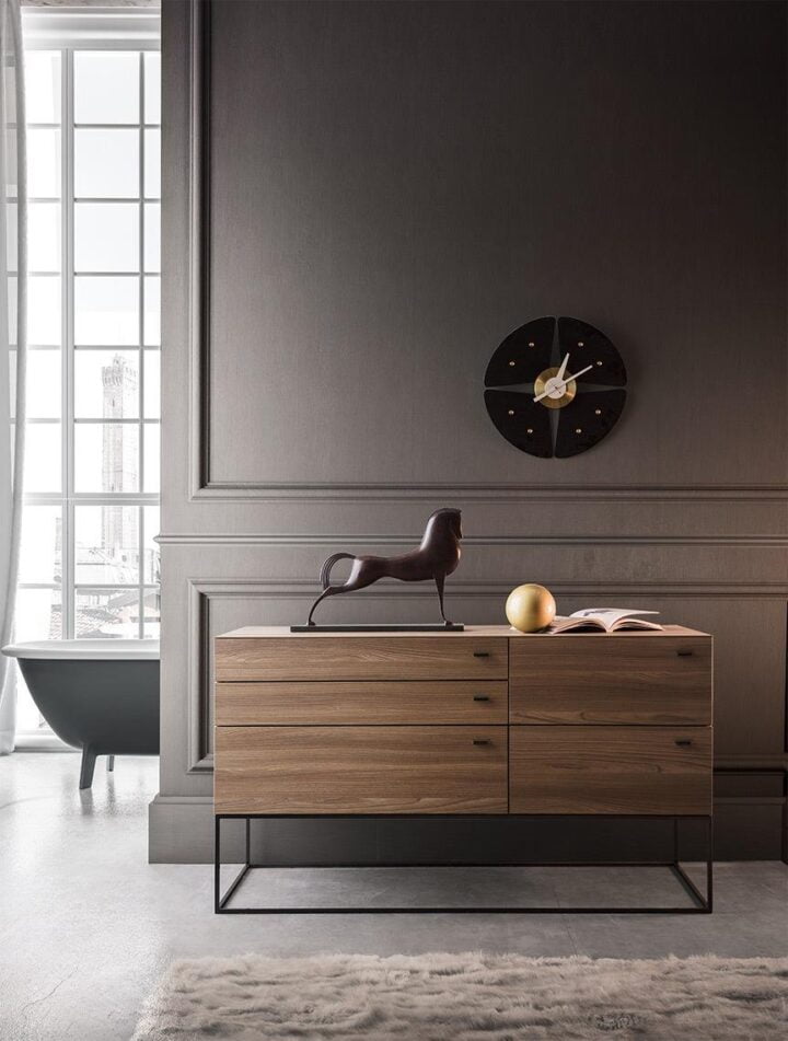 Hobby - rectangular lacquered chest of drawers with integrated handles | ALF Dafre