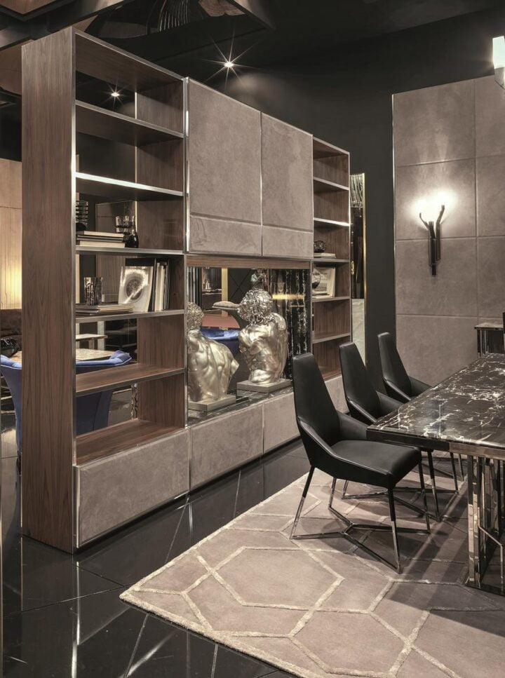 Ianus Middle - modular leather storage wall | Longhi