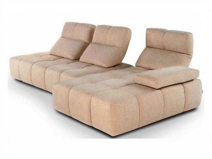 Sommiersofa | Calia Italia. Modular, multifunctional sofa with adjustable backrests and armrests, converting into a comfortable bed, with elegant quilted cushions for a contemporary look. Available in fabric or microfibre.