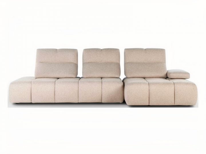 Sommiersofa | Calia Italia. Modular, multifunctional sofa with adjustable backrests and armrests, converting into a comfortable bed, with elegant quilted cushions for a contemporary look. Available in fabric or microfibre.