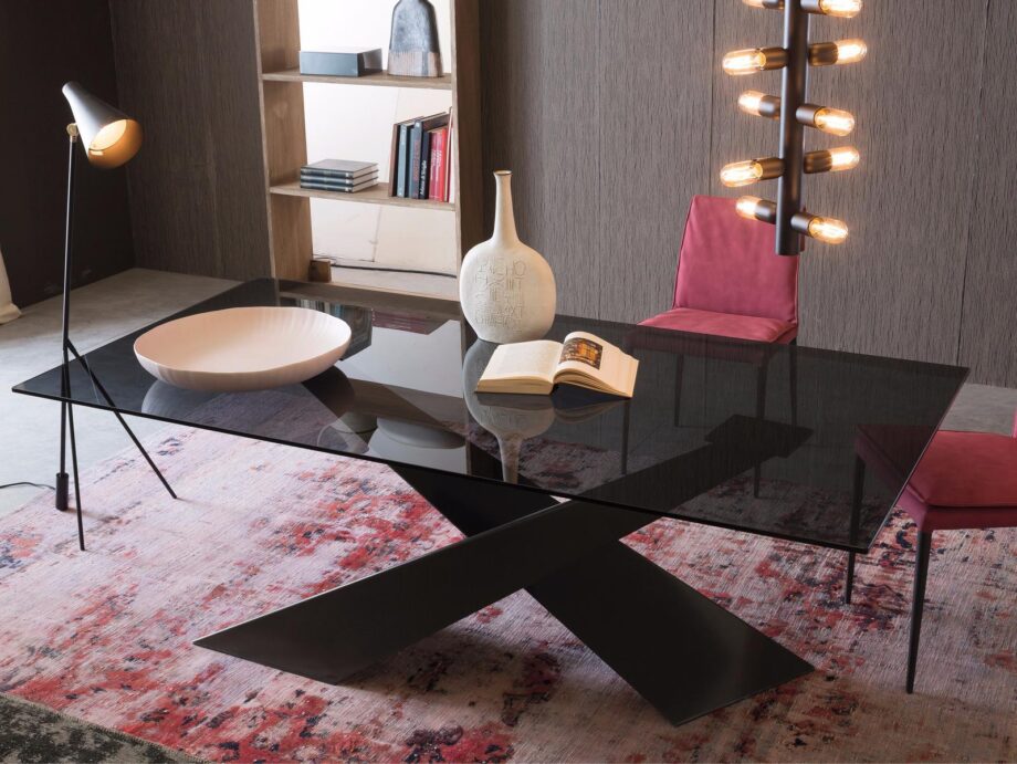 Living Graphite & Smoked Crystal Table Riflessi