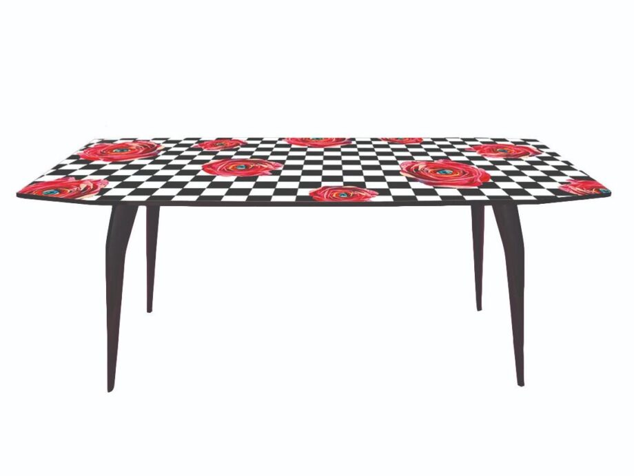 Roses On Check Table Seletti