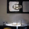 Stone Sp pendant lamp | Vistosi. Stone pendant lamp combines blown glass lightness with robust geometries. LED light source for brilliant illumination. Nickel black metal parts.