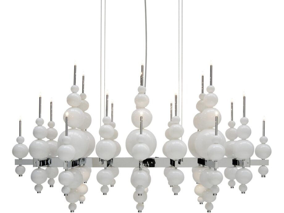 Tears From Moon H22+3 pendant lamp | Ilfari. Handcrafted glass ball chandelier with 22 G4 bases and 3 LED downlights, featuring a discrete on-off switch for ambient lighting.