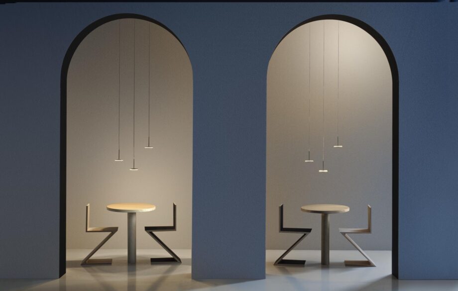 Bella pendant lamp | Panzeri. Stylish pendant lamp with adjustable head, STEP DIM technology, and multiple light settings for versatile illumination options.