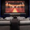 Dustin armchair | Formitalia. Luxurious reclining cinema seat with velvet and leather finish, integrated fridge, LED lights, and USB charging for ultimate comfort.