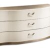 Valentino chest of drawers | Cantori. Elegant leather-upholstered dresser with vintage-inspired handles and a bronze base, offering a unique blend of luxury and practicality for sophisticated bedroom storage.
