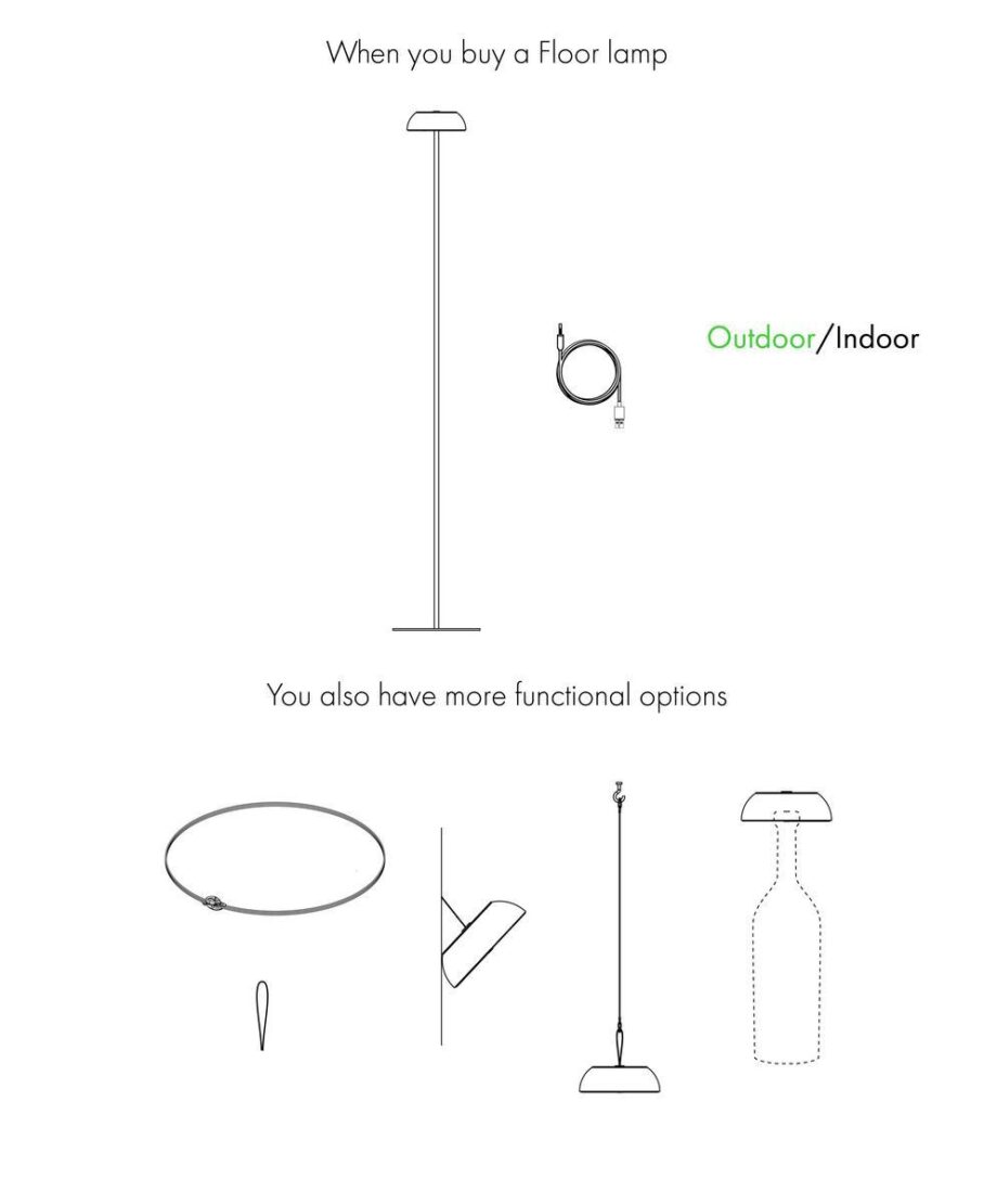 Float outdoor floor lamp | Axolight. Multifunctional, portable LED floor lamp suitable for both indoor and outdoor use, featuring a dimmable, energy-efficient design with a 9-hour battery life and an IP55 rating for durability.