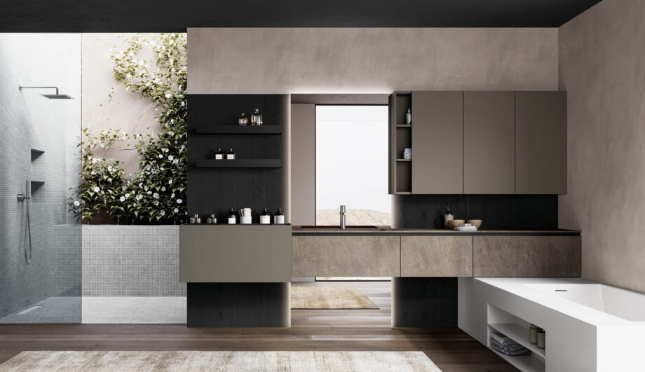 Facto bathroom | Birex. Facto by Birex offers modern, industrial design with functional organization, unique volumes, and durable materials for a stylish bathroom upgrade.