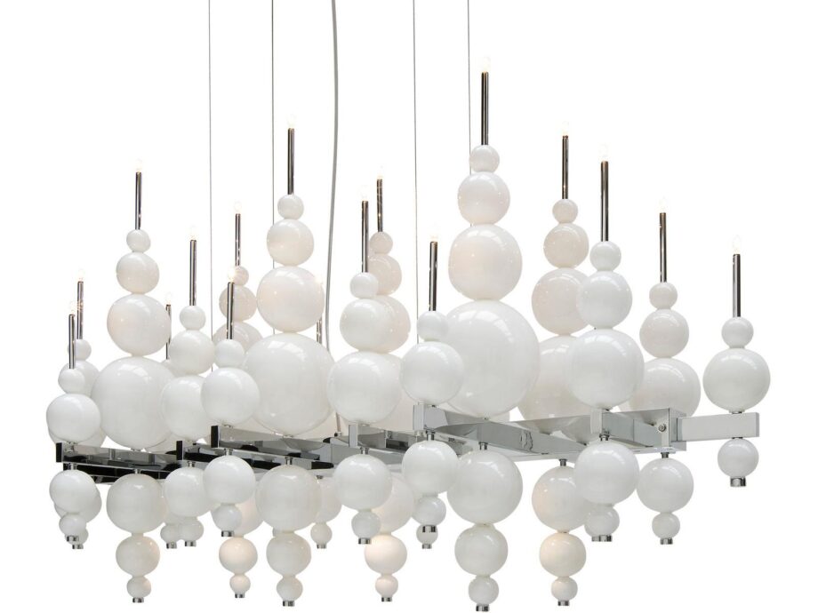 Tears From Moon H22+3 pendant lamp | Ilfari. Handcrafted glass ball chandelier with 22 G4 bases and 3 LED downlights, featuring a discrete on-off switch for ambient lighting.