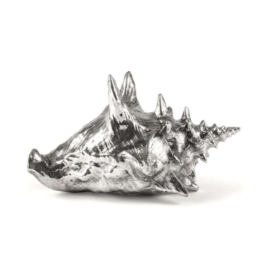 Shell decorative object | Seletti. Wunderkammer decorative object in gold-hued metal, featuring wolf skulls, snakes, and mysterious bones. Uncommon and extraordinary.