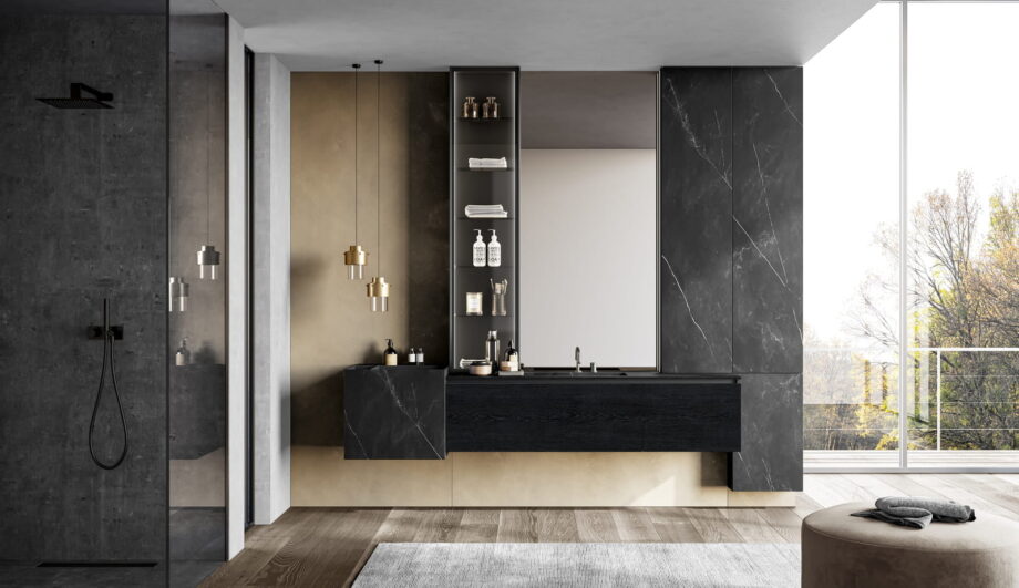 Facto bathroom | Birex. Facto by Birex offers modern, industrial design with functional organization, unique volumes, and durable materials for a stylish bathroom upgrade.