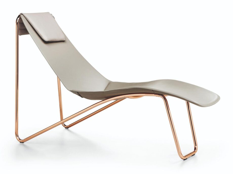 Apelle Cl chaise longue | Midj. Elegant Apelle chaise longue with durable lacquered steel structure, comfortable hide seat/backrest, and optional headrest cushion.