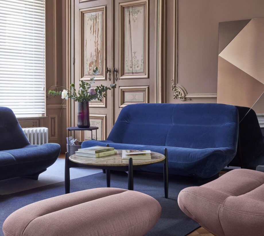 Cestino coffee table | Ligne Roset. Cestino, a stylish bedside table with a removable woven rattan basket for convenient storage and a sleek MDF top.