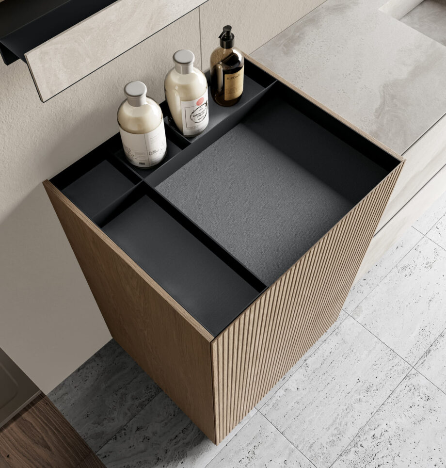 Facto bathroom | Birex. Facto by Birex offers modern, industrial design with functional organization, unique volumes, and durable materials for a stylish bathroom upgrade.