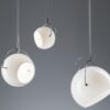 Beluga White pendant lamp | Fabbian. Elegant pendant lamp with adjustable blown glass diffusers and polished chromium-plated structure, offering versatile illumination options.