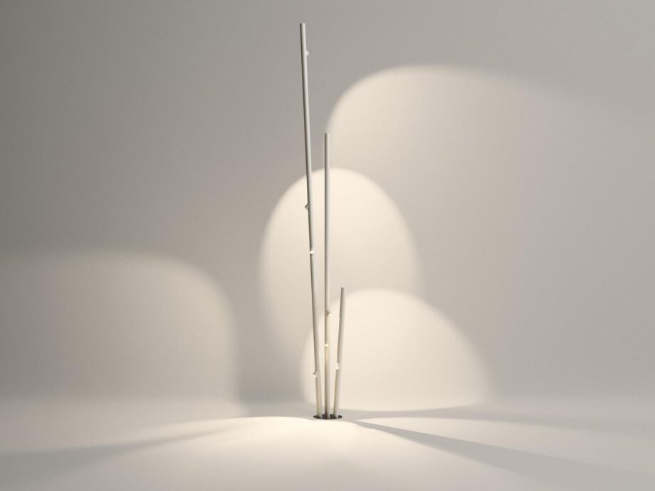 Bamboo outdoor floor lamp | Vibia. Outdoor floor lamp with bamboo-inspired design, blends into the environment, illuminates paths and open spaces, durable and weather-resistant.