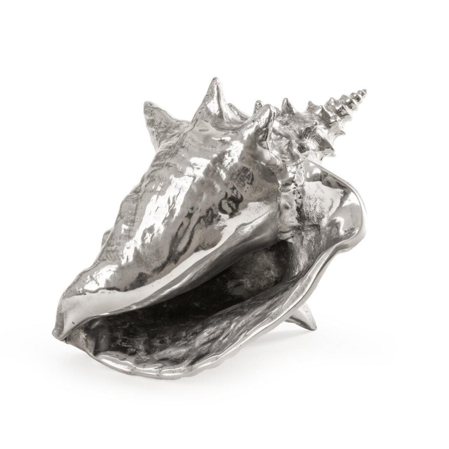 Shell decorative object | Seletti. Wunderkammer decorative object in gold-hued metal, featuring wolf skulls, snakes, and mysterious bones. Uncommon and extraordinary.