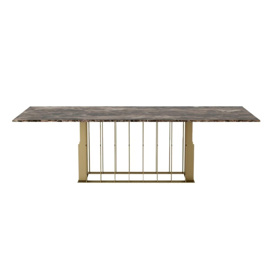 Aston table | Daytona. The Aston table is a luxurious masterpiece blending modern and Art Deco styles. Crafted from marble and stainless steel, it offers elegance and durability.