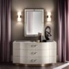 Valentino chest of drawers | Cantori. Elegant leather-upholstered dresser with vintage-inspired handles and a bronze base, offering a unique blend of luxury and practicality for sophisticated bedroom storage.