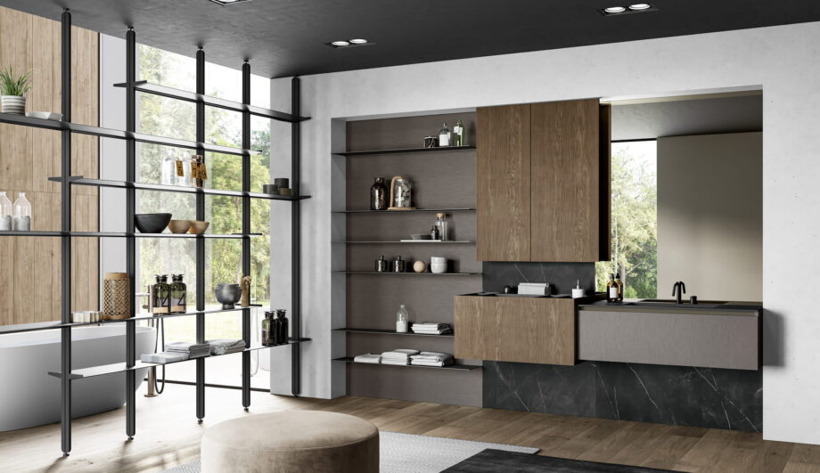 Facto bathroom | Birex. Facto by Birex offers modern, industrial design with functional organization, unique volumes, and durable materials for a stylish bathroom upgrade.