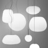 Lumi Baka pendant lamp | Fabbian. Satin-finish glass diffuser with metal support, adaptable positioning, compliant with Russian standards, not water-protected.