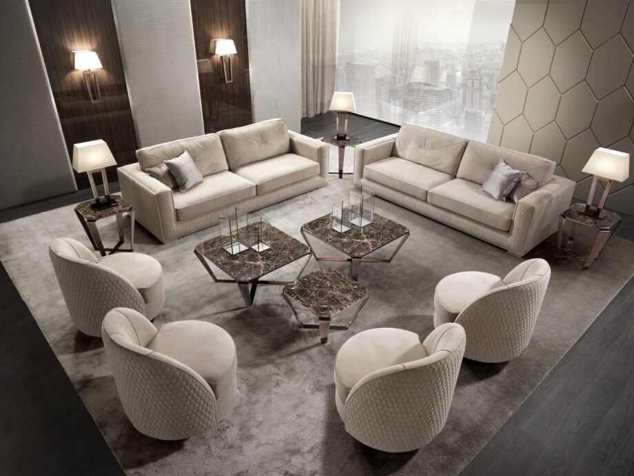 Ritz coffee table | DV home. Exquisite coffee table with a marble top and metal base, combining luxury and functionality.