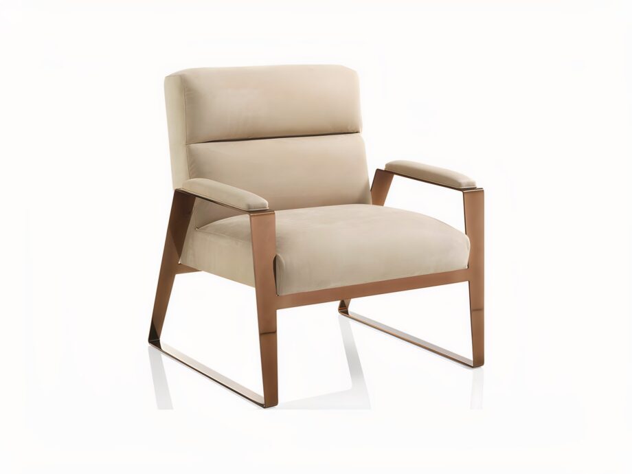 Hollywood armchair | DV home. Luxurious Art Deco armchair, handcrafted in Italy with solid wood, polished chrome steel, and premium upholstery.