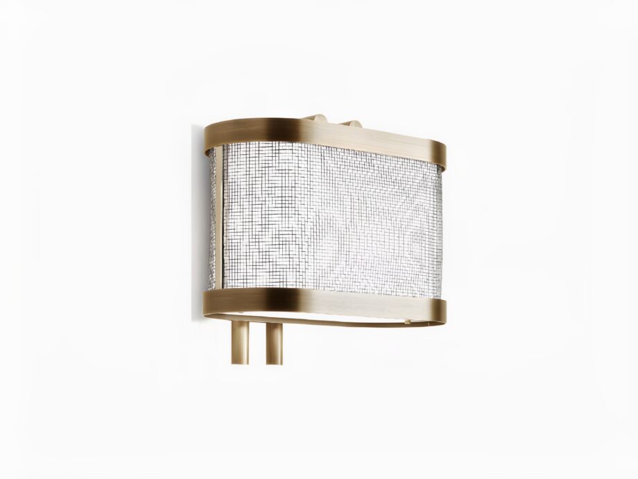 Gordon Applique wall lamp | DV home. Exquisite Art Deco wall lamp featuring luxurious metallic finishes and an elegant fabric shade.