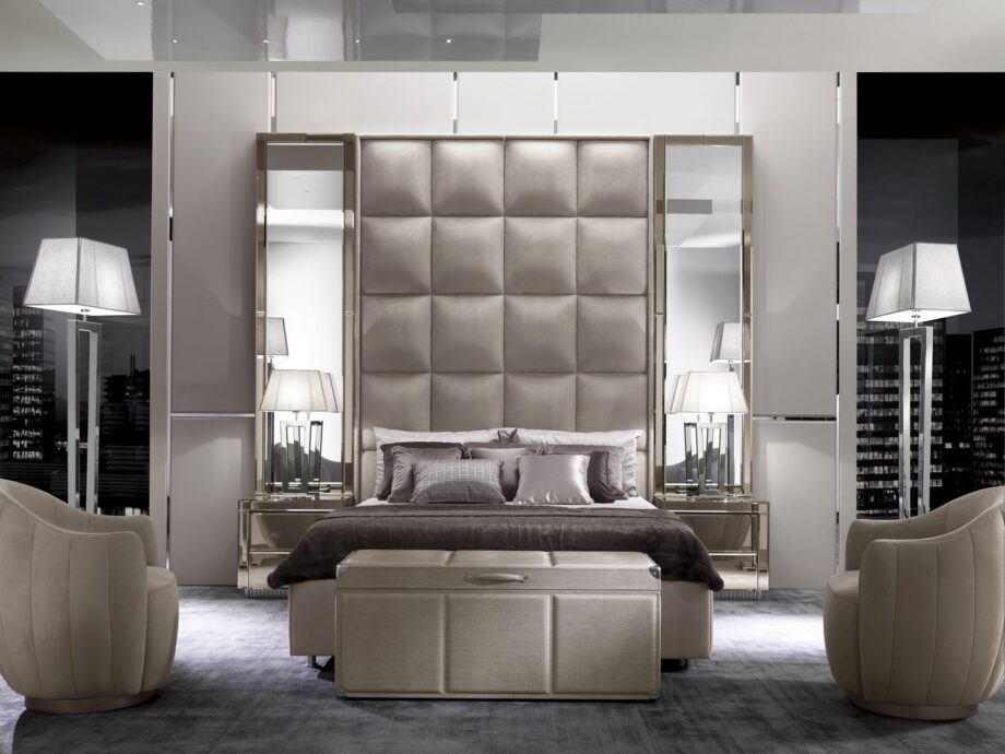 Hermes armchair | DV home. Luxurious Art Deco swivel armchair with a polished stainless steel base, offering supreme comfort and style.