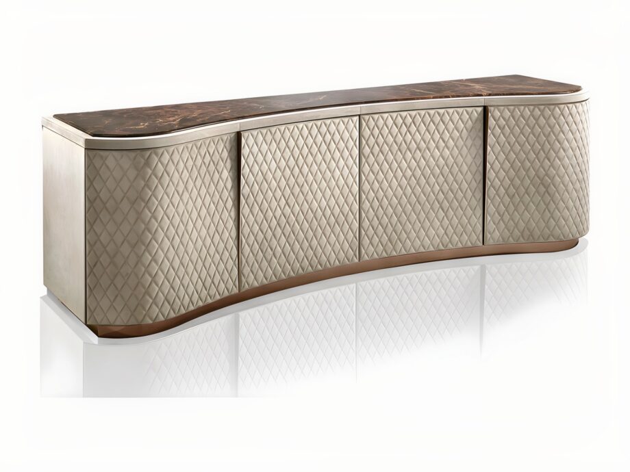Form sideboard | DV home. Exquisite Art Deco buffet with elegant curves and luxurious finish options, including marble and leather.