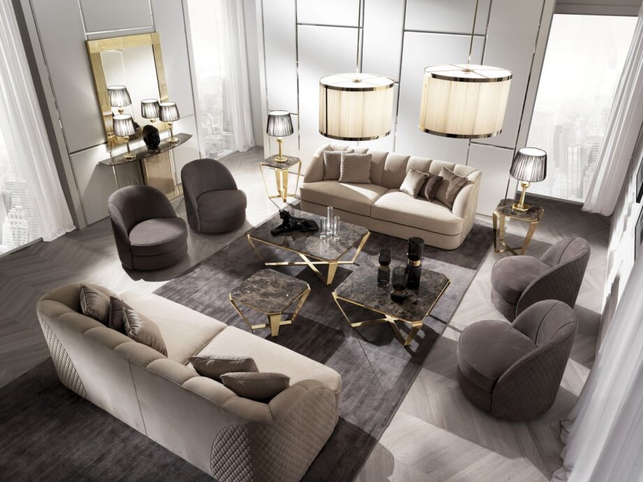 Charlotte armchair | DV home. Luxurious Art Deco armchair featuring a robust wooden structure and comfortable multi-density foam upholstery.