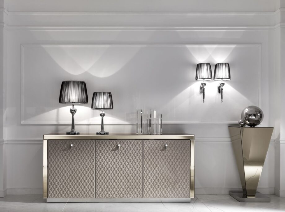 Douglas table lamp | DV home. An exquisite Art Deco table lamp with a lustrous metal base and a sophisticated pleated fabric shade.