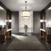 Gordon floor lamp | DV home. Elegant floor lamp with a metal structure and fabric shade, embodying luxurious Art Deco design.