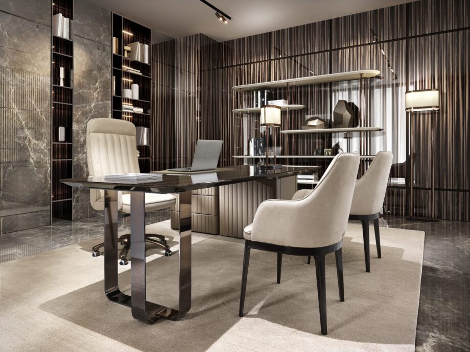 Manhattan shelving unit | DV home. Elegant designer bookcase featuring a unique modular structure and luxurious metallic finishes.