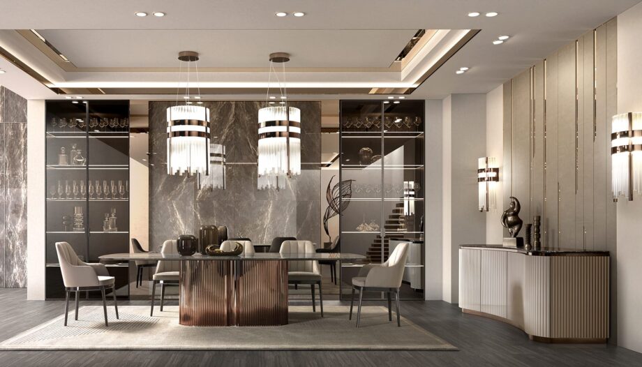 Form Canneté sideboard | DV home. Elegant Art Deco buffet with quilted doors, luxurious finishes, and a sophisticated curved design.
